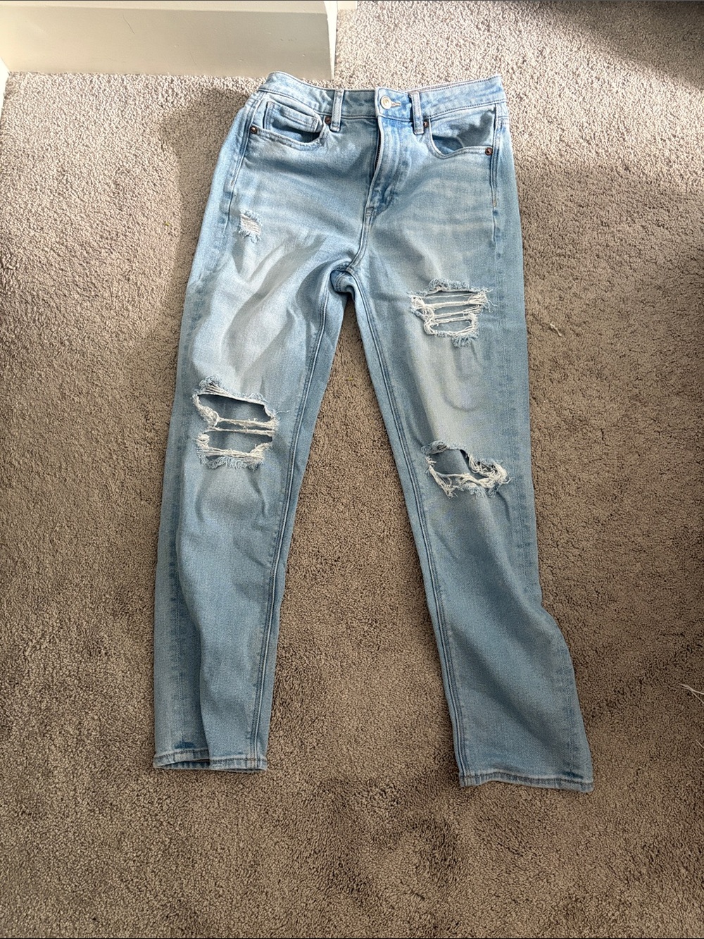 American Eagle Outfitters Light Blue Distressed Skinny Jeans